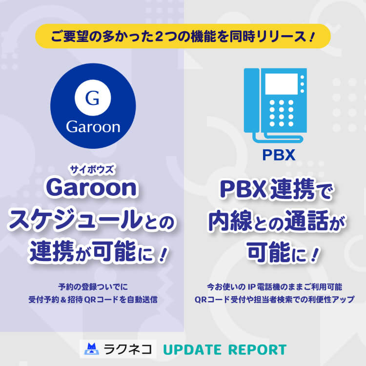 サイボウズGaroon連携＆内線への通話機能に対応｜受付システム【ラクネコ】のお知らせ